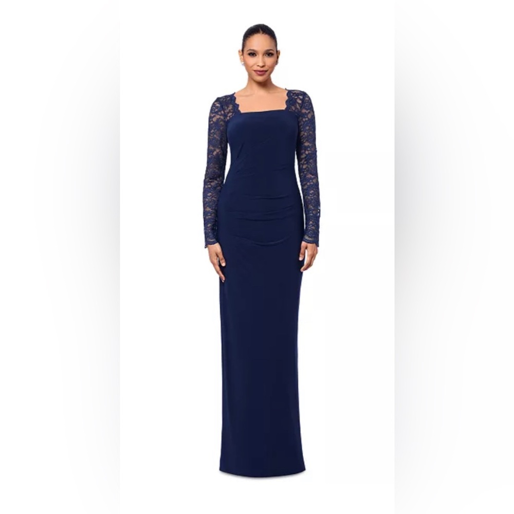 B&A By Betsy and Adam
Betsy & Adam Women's Lace-Sleeve Square-Neck Gown
